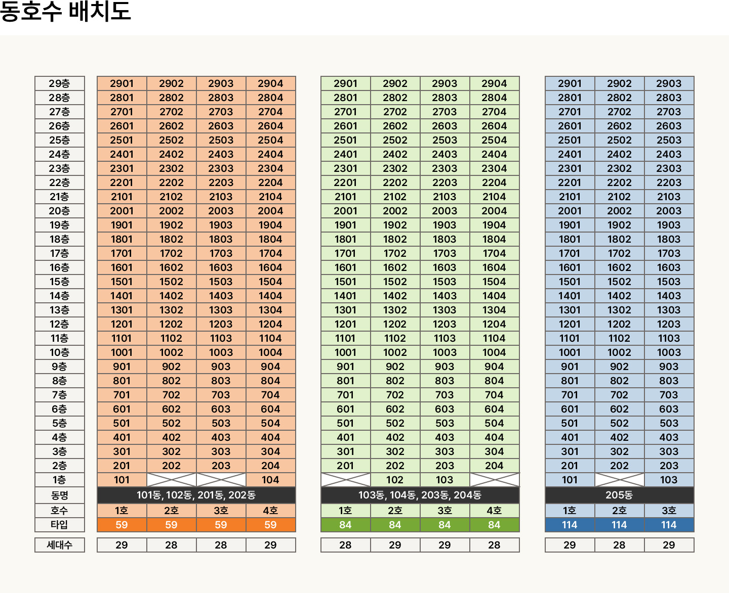 동호수배치도